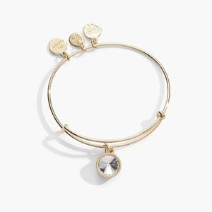 April Birthstone Charm Bangle, Clear Crystal